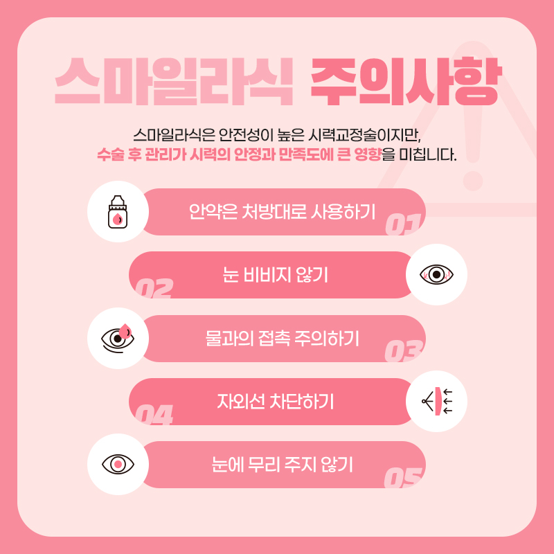 스마일라식 주의사항 다섯 가지 안내 그림